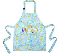 MESU Kids Aprons Cartoon Adjustable Child Chef Apron for Art Painting Gardening Blue Dolphin
