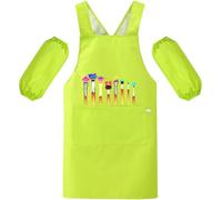 MESU Kids Art Smock Aprons Child Chef Apron for Art Painting Cooking Green L