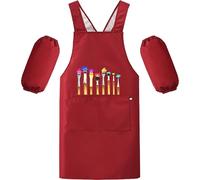 MESU Kids Art Smock Aprons Child Chef Apron for Art Painting Cooking Red L