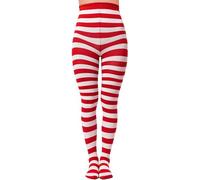 MESU Striped Tights Full Length Opaque Pantyhose for Party Cosplay Costume Red White