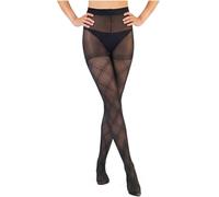 MESU Women Rhombic Patterned Tights Sheer High Waist Pantyhose Stockings B - Black