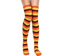 MESU Womens Stripe Extra Long Thigh Over the Knee High Socks High Boot Stockings Orange Yellow Red