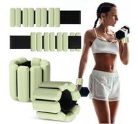 MESUADESI Wrist Weights Set of 2, Wearable Wrist Ankle Weights for Women & Men, Silicone Weighted Bangles Adjustable Arm and Leg Weights for Walking Yoga Pilates Running Dance Gym 2lb (Green)