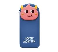 Mesuaeso Pencil Cases Pencil Case Silicone Pencil Pouch Large Capacity 3D Lovely Monsters Back to School Pen Case Compatible with Teenage Boys and Girls Clear(Blu)