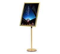 MESURG Adjustable Metal Poster Sign Stand,A2 Heavy Duty Pedestal Floor Standing Sign Holder,Advertisement Rack Snap-Open Aluminum Frame Display Stand for Wedding,Business ( Color : Gold , Size : A2 )