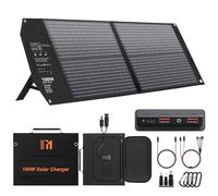 Mesuvida 100W Portable Solar Panel with 5 Ports, 24V MC4/ DC/QC 3.0 USB-A & USB-C (PD 65W), Camping Solar Panel Kit, Foldable Solar Charger for Camping Power Stations Off-Grid