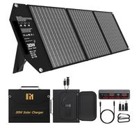 Mesuvida 30W Portable Solar Panel Charger with 5 Ports, 18V MC4 Higher Output/18V DC/QC 3.0 USB-A & USB-C(PD 18W) Foldable Solar Panel with Kickstands for Tablet Powerbank Camping