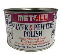 Met-all Silver sterlin Pewter Polish Instantly Shines, Cleans, Polishes Silverwares, Trophies, Antiques, Cutlery, Trays, Flatware, Decoratives, Collectibles 16oz + Grace-I-AM XL Mircofiber Cloth