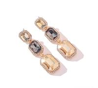 Met-edianger Classic Vintage Rhinestone Dangle Earrings Statement Crystal Drop Earrings Wedding Bridal Rectangle Dangle Earrings for Women Girls, Zinc Stainless Steel, Rhinestone