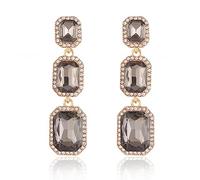 Met-edianger Classic Vintage Rhinestone Dangle Earrings Statement Crystal Drop Earrings Wedding Bridal Rectangle Dangle Earrings for Women Girls, Zinc Stainless Steel, Rhinestone