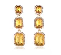 Met-edianger Classic Vintage Rhinestone Dangle Earrings Statement Crystal Drop Earrings Wedding Bridal Rectangle Dangle Earrings for Women Girls, Zinc Stainless Steel, Rhinestone