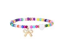 met-edianger Colorful Beaded Bracelet Bohemian Bead Cross Bow Starfish Unicorn Charm Stretch Bracelets for Women Daughter Jewelry Gift, Bow, Acrylic, no gemstone