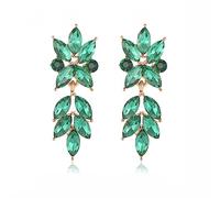 Met-edianger Sparkly Rhinestone Dangle Earrings for Bride and Bridesmaid with Crystal Leaves for Women and Girls, Stainless Steel Zinc, Rhinestone