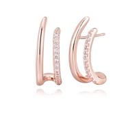 Met-edianger Trendy Gold Earrings for Women Colored Minimalist Curved Bar Cubic Zirconia Stud Earrings Ear Crawler Jewelry, Brass, cz