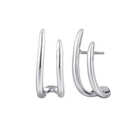 Met-edianger Trendy Gold Earrings for Women Minimalist Curved Bar Stud Earrings Ear Crawler Jewelry, Brass, No Gemstone