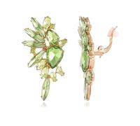 Met-edianger Vintage Rhinestone Statement Clip on Earrings Retro Crystal Drop Dangle Earrings Cluster Non Pierced Earrings for Women, Zinc, Rhinestone Glass
