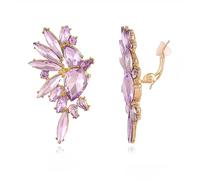 Met-edianger Vintage Rhinestone Statement Clip on Earrings Retro Crystal Drop Dangle Earrings Cluster Non Pierced Earrings for Women, Zinc, Rhinestone Glass
