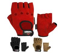 Met-X Weightlifting Gloves Large, Fingerless Leather Gloves, Breathable Extra Grip Bodybuilding, Workout, Exercise, Cycling, Training Accessories, Fitness Gym Equipment (Red, L)