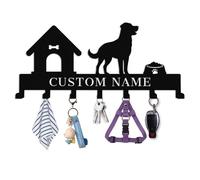 Met5kdm Custom Dog Leash Holder for Wall with Name,Personalised Key Hooks Wall Mount,Metal Pet Stuff Key Organizer,Coat Rack Gift for Dog Lovers,Dog Room Decor style-10