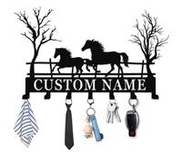 Met5kdm Personalized Key Holder for Wall with Name,Custom Horse Key Hooks Wall Mounted,Coar Rack Organizer for Living Room Kitchen Bedroom style-11