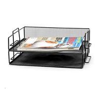 Meta 2pcs Letter Trays Stackable Desk Organiser/File Tray for Desk - Wire Mesh Metal File Rack| Office, School, Home Study