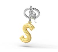 Meta[l]morphose METALMORPHOSE - Gold Helium Balloon Keyring Letter A with Silver Balloon Charm - MTM10A, gold, 8.7x3x0.9, Contemporary