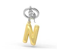 Meta[l]morphose METALMORPHOSE MTM10N Gold Helium Balloon Keyring Letter N with Silver Balloon Charm, gold, 8.7x3x0.8, Novelty
