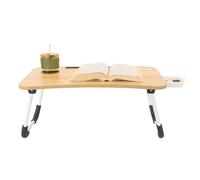Meta Laptop Table with drawer, Lap Tray, Lap desk Foldable Breakfast Tray for Sofa, Bed, Terrace, Balcony, Garden(Wood)