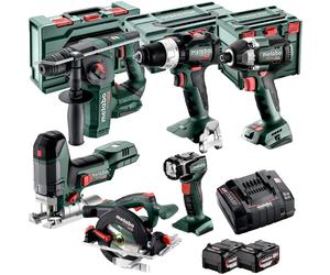 Metabo 18V 6pcs Brushless Combo Tool Kit 2 x 5.2Ah Battery Charger T4TKIT-17620