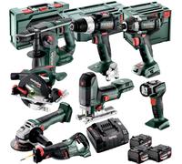 Metabo 18V 8pcs Brushless Combo Tool Kit 3 x 5.2Ah Battery Charger T4TKIT-17619