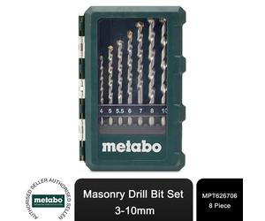 Metabo 626706000 Masonry 3mm to 10mm Drill Bit Set with Storage case - 8-Piece