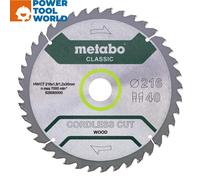 METABO Hoja de Sierra 628654000 Cordless Cut Classic 216 x 30 mm Dientes 40 WZ 5°/B