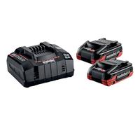 metabo Basic Set - 2 x LiHDX 4.0Ah Batteries, Quick Charger ASC 145 - Powerful, Durable, 18V Battery Technology - Ideal for Professionals