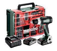 Metabo BS 614051710 Cordless Drill Driver 18 L with Battery and Plastic Case (2 x LiPower 18 V 2 Ah Batteries, Drill Diameter 13 mm/36 mm, Weight 1.6 kg)