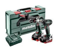 Metabo 685184590 18v Cordless Combi Hammer Drill & Impact Driver Kit with 2 x 5.5Ah Batteries, Charger & Case