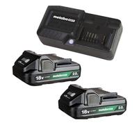 Metabo HPT 18V 2-Pack Batteries and Charger Kit | 2.0 Ah Batteries Include Charge Indicator | UC18YKSLS