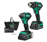 Metabo HPT 18V MultiVolt™ Cordless Brushless Driver Drill & Impact Driver Combo Kit | Includes 2-18V 2.0Ah Batteries | Lifetime Tool Warranty | KC18DEXQB