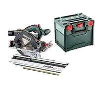 metabo KS 18 LTX 57 Cordless Circular Saw Set - 18 V, 57 mm Cutting Depth - Aluminium Base Plate, Precise Cut Cuts, Quick Outlet Brake, Universal Construction Site Use - with MetaBOX & Cap Rail