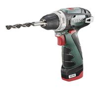 Metabo PowerMaxx BS Basic (600984000) Cordless Drill/Screwdriver 12V, with 2 Li-Power Push-in Battery Packs (12 V/2.0 Ah) and Charger LC 12 in Cardboard Box