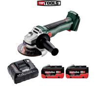 Metabo W 18 L BL 9-125 18V BL 125mm Angle Grinder +2 x 5.5Ah Batteries & Charger