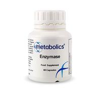 Metabolics Enzymase Digestive Enzyme Complex, 9 Plant Enzymes with Bromelain, Papain & Lactase - UK Made GMP Certified - Vegan Capsules, Digestive Comfort & Gut Health - 60 Count