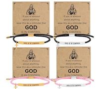 Metacipher 4Pcs Christian Bracelets for Women Men, Adjustable Braided Stainless Steel Tube Bracelets Inspirational Cross Faith Bracelet Christian Religious Gifts