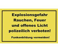 Metafranc 500070 Safety Sign with German Text "Explosionsgefahr Rauchen, Feuer, Offenes Lichtverboten!" 250 x 150 mm