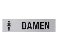 Metafranc 507070 Women's Adhesive Sign 160 x 40 mm Aluminium in Modern Stainless Steel Look Self-Adhesive Backing/Signage/Information Sign/Trade Marking /