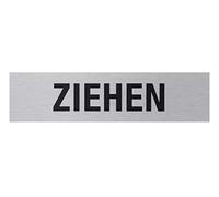 Metafranc 507090 Self-Adhesive Sign "Pull" 160 x 40 mm Aluminium in Modern Stainless Steel Look Self-Adhesive Back Sign Information Sign/Door Sign