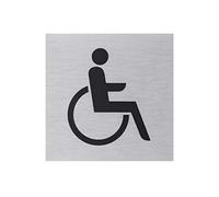 Metafranc 507110 Adhesive Sign Symbol Wheelchair 80 x 80 mm Aluminium Modern Stainless Steel Look Self-Adhesive Back Sign Information Sign/Commercial Identification