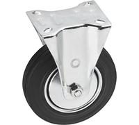Metafranc 803070 Fixed Castor Diameter 200 mm, 140 x 110 mm, Solid Rubber, Roller Bearing, Black