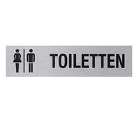 Metafranc Adhesive Sign "Toilets" - 160 x 40 mm - Aluminium - in Modern Stainless Steel Look - Self-Adhesive Backing/Signage/Information Sign/Trade Marking / 507010