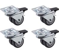 Metafranc Double Castors Diameter 50 mm 4 Pieces 60 x 60 mm Plate TPR Wheels Ball Bearings 70 kg Load Capacity Ideal for Heavy Items/Beach Chair Castors/Heavy Duty Castors/Furniture Castors /