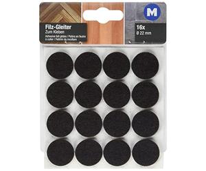 Metafranc Felt, Diameter, self-Adhesive, Brown, Pieces, Effective Protection, Furniture Set for Sensitive, Chair, Floor Gliders, 645046, Ø 22 mm (16 Stück)